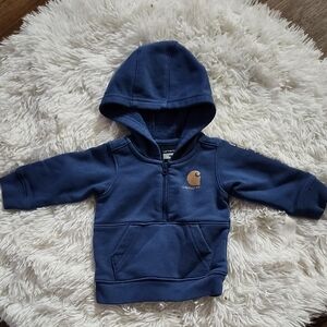 Carhartt Boys' Infant 3M Half-Zip Hooded Sweatshirt - Dark Denim EUC
